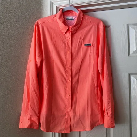 Columbia PFG Tamiami II Long Sleeve Shirt in Bright Coral Women’s Size XL - Picture 4 of 8
